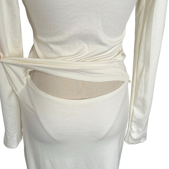 NWT Sid Neigum Italian Knit Tension Cut Out Midi Dress in Cream - Picture 9 of 12